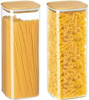 LuxusKollektion Vorratsdosen aus Borosilikatglas mit Bambusdeckel, luftdicht, 2500ml + 2x 1200ml