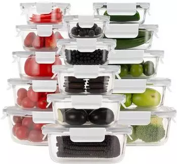 LuxusKollektion Glasdosen-Set 15-teilig, weiß, mikrowellen- & gefriergeeignet (FE666)