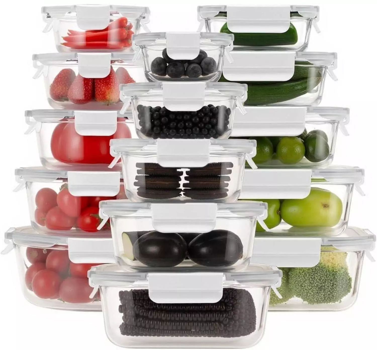 LuxusKollektion Glasdosen-Set 15-teilig, weiß, mikrowellen- & gefriergeeignet (FE666) Vorratsdosen Set ab 109,99€