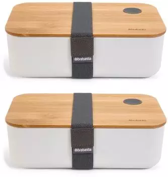 HAC24 Lunchbox 1200ml mit Bambusdeckel, 2er-Set (182334793)