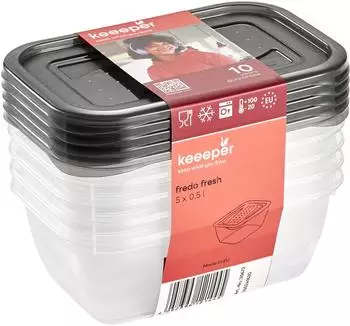 keeeper Fredo Fresh Frischhaltedosen-Set 5x0,5L, transparent (3067282700000)