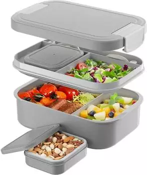 LuxusKollektion Lunchbox Bento Box auslaufsicher 1900ml, grau