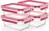 Emsa Clip & Close Vorratsdosen-Set 4-tlg. Glas Rot