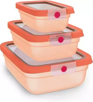 Emsa oneClick Frischhaltedosen-Set 3-tlg., PP, orange (N1230300)