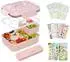 LuxusKollektion Bento Box Kinder 1300ml, 6 Fächer, rosa