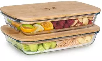 Bambuswald Aufbewahrungsbox Glas Braun