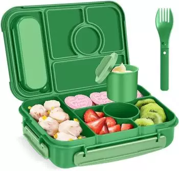 LuxusKollektion Bento Box Kinder 5 Fächer 1300ml smaragdgrün