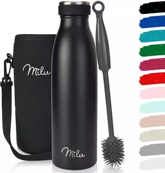 Milu Thermoflasche 500ml, doppelwandig, Edelstahl, schwarz