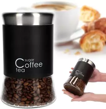 Kadax Glasbehälter für Kaffee & Tee, 1000ml, schwarz (K2573)