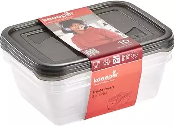 keeeper Fredo Fresh Frischhaltedosen-Set 3-teilig, 3x1,25l, crystal grey (3067582700000)