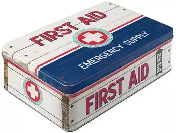 Nostalgic Art Vorratsdose "First Aid Blue" rechteckig, Metall, 2,5L (23x7x16cm)