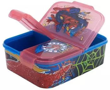 Stor Sandwichbox Kinder 3 F&auml;cher 2156ml Spiderman Moving Target (83520)