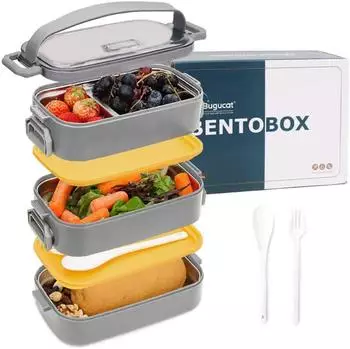 LuxusKollektion Bento Lunchbox Edelstahl 1700ml, grau