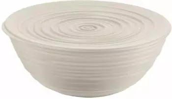 Guzzini Tierra Schüssel mit Deckel, recycelter Kunststoff, milchweiß, Ø25cm
