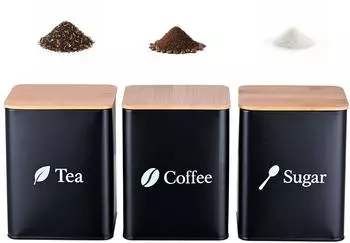 Relaxdays Vorratsdosen Kaffee, Tee, Zucker 3er-Set