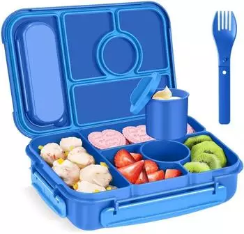 LuxusKollektion Bento Box Kinder 5 F&auml;cher, 1300ml, marineblau, BPA-frei, mikrowellenfest