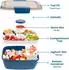 LuxusKollektion Bento Box mit Fächern, auslaufsicher, 2000ml, 2er-Set, blau+schwarz