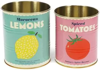 Rex London Aufbewahrungsdosen „Lemon and Tomato" Metall, 2er Set