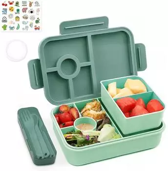 LuxusKollektion Bento Box Kinder 5 Fächer 1300ml dunkelgrün