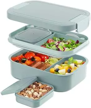 LuxusKollektion Lunchbox 1900ml, 2 Schichten, auslaufsicher, gr&uuml;n