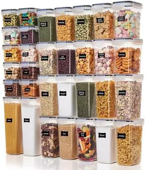 LuxusKollektion Vorratsdosen-Set 32-teilig, luftdicht, stapelbar, BPA-frei, mit Etiketten