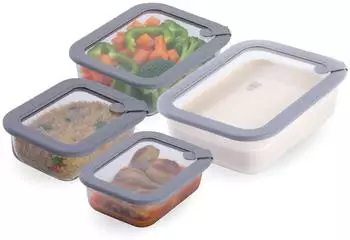 Fackelmann Vorratsdosen-Set aus Borosilikatglas, viereckig, 4-tlg. (370ml/640ml/1050ml/1520ml)