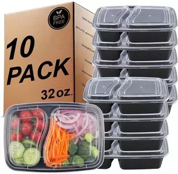 LuxusKollektion Meal Prep Container 2 F&auml;cher, BPA-frei, 32oz, 10er-Set