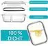 LuxusKollektion Lunchbox Glas 975ml mit 2 Fächern, 3er-Set (100009)