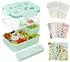 LuxusKollektion Bento Box Kinder 1300ml, 6 Fächer, auslaufsicher, grün, mit Besteckset