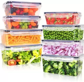 LuxusKollektion Frischhaltedosen-Set 8-teilig, BPA-frei, mikrowellengeeignet (2,2L/1,74L/1L)