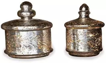 Loberon Elexa Glasdose 2er-Set, antiksilber (13741151)
