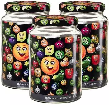 Ritzenhoff & Breker Smile Vorratsgl&auml;ser 1,7l transparent, 3er-Set