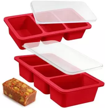 LuxusKollektion Silikon-Gefrierbeh&auml;lter mit Deckel & Stahlrahmen, 2er-Set, rot, 125ml/250ml