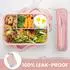 LuxusKollektion Bento Box Kinder 4 Fächer, auslaufsicher, BPA-frei, 1300ml, 2er Set, rosa/grün