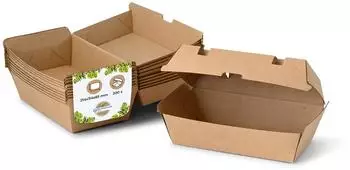 Biozoyg Take Away Kraftkarton Box mit Klappdeckel, braun, 21,4x11,4x8,5cm (DFC04305_mfn)
