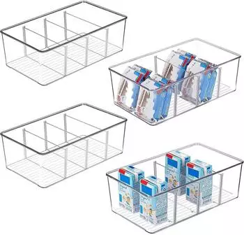 LuxusKollektion K&uuml;hlschrank Organizer 4er-Set, stapelbar, BPA-frei, 4 F&auml;cher