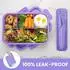 LuxusKollektion Bento-Lunchbox mit 4 Fächern, 1300ml, lila, BPA-frei