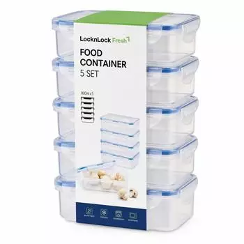 Lock&Lock Classic HPL816 Frischhaltedosen-Set 5-teilig, 5x800ml (HPL816)
