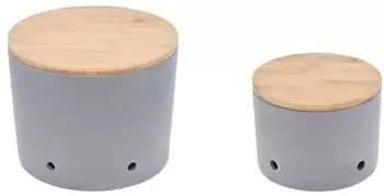 Magu CERA-Design Knoblauch- & Zwiebeltopf-Set, Keramik, schiefer grau