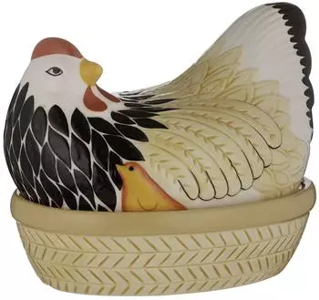 Mason Cash Mother Hen Nest Eierbeh&auml;lter, Steingut, schwarz/wei&szlig;