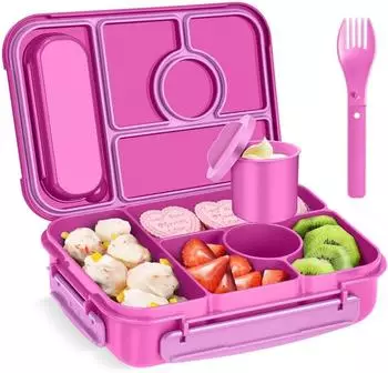 LuxusKollektion Bento Lunchbox 5 F&auml;cher 1300ml, BPA-frei, rot (Red Lily)