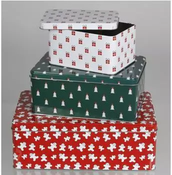 Buri Keksdosen Weihnachten Metall mit Deckel, 3 Gr&ouml;&szlig;en, 18er-Set