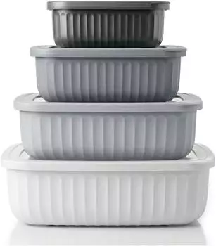 Arendo Frischhaltedosen-Set 4-tlg. mit Dampfventil, BPA-frei, mikrowellengeeignet (308197)