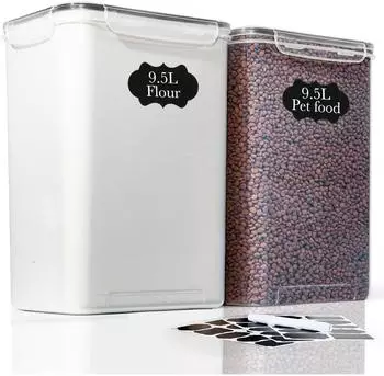 LuxusKollektion Vorratsdosen XXL 9,5L luftdicht BPA-frei, 2er-Set mit Deckel & Etiketten