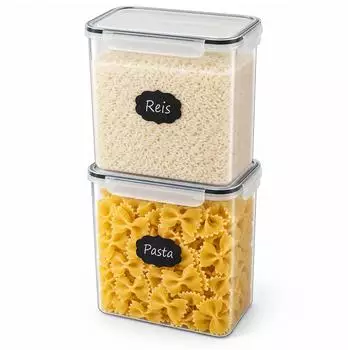 Relaxdays Vorratsdosen 2er Set, 9,5l, transparent, Klickverschluss