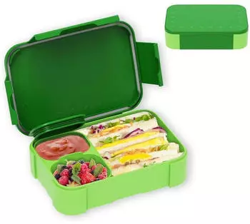 LuxusKollektion Bento Box Kinder 900ml, auslaufsicher, mikrowellengeeignet, gr&uuml;n