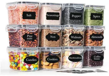 LuxusKollektion Vorratsdosen luftdicht 12er-Set 800ml, BPA-frei, schwarz