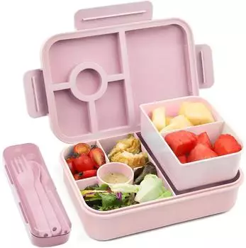 LuxusKollektion Bento Box Kinder 5 F&auml;cher 1300ml auslaufsicher, rosa