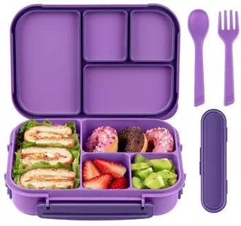 LuxusKollektion Kinder Bento Box 1200ml, 4 F&auml;cher, mit Besteck