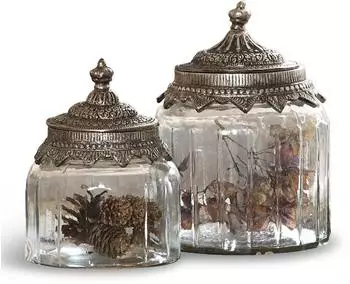 Loberon Laféline Glasdosen 2er-Set, klar/silber (12787191)